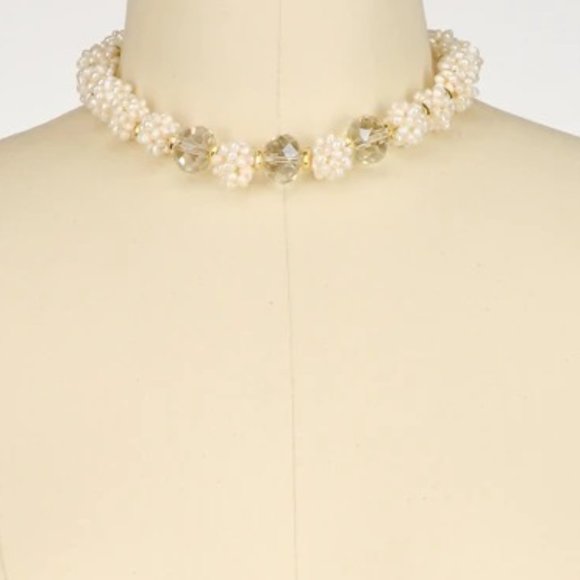Genuine Freshwater Pearls Necklace faceted crystals Pearl Clusters - Picture 3 of 6